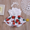 Newborn Baby Girl Clothes Sleeveless Lace Flower Print Strap Romper Jumpsuit One-Piece Outfit Summer Clothes