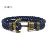 Men Anchor Bracelet  Made of Nylon in Navy Blue und Anchor Made of Brass