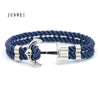 Men Anchor Bracelet  Made of Nylon in Navy Blue und Anchor Made of Brass