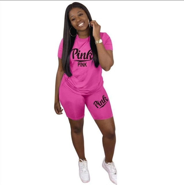 2020 Women Sets Summer Tracksuits Sportswear Fitness Short Sleeve T-Shirts+Shorts Suit Two Piece Set Sporty 2 Pcs Outfits