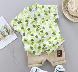 Cute Baby Boy Clothes Summer Set 2021 New Cartoon Dinosaur Print Short Sleeve Shirt + Pants for 1 2 3 4 Years Kid Toddler Outfit