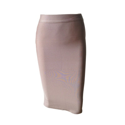 11 Colors Solid Nude XL XXL Sexy Summer Bodycon Party Bandage Skirt Women 2021 Blue Pink White Black Beige Red Pencil Skirt 60cm