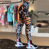 FCCEXIO Leopard Stripe 3D Print Women&#39;s Pants Push Up Running Sports Leggings Slim Pants Female Casual Trousers Fitness Leggings