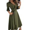 Spring Summer Lady Cover Up Women's Shirt Dress Wave Print Long Sleeve V-Neck Casual Loose Holiday Midi Dress Plus Size