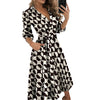 Spring Summer Lady Cover Up Women's Shirt Dress Wave Print Long Sleeve V-Neck Casual Loose Holiday Midi Dress Plus Size