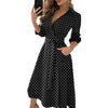 Spring Summer Lady Cover Up Women's Shirt Dress Wave Print Long Sleeve V-Neck Casual Loose Holiday Midi Dress Plus Size