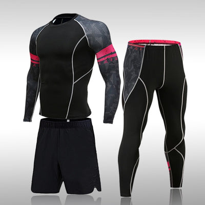 Man Compression Sports Suit Quick Drying Perspiration Fitness Training MMA Kit Rashguard Male Sportswear Jogging Running Clothes