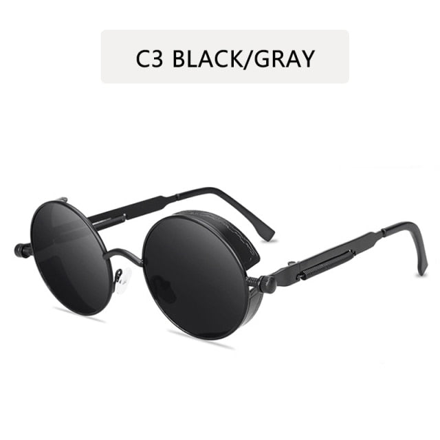 Metal Steampunk Sunglasses Men Women Fashion Round Glasses Brand