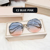 2022  Fashion Tea Gradient Sunglasses Women Ocean Water Cut Trimmed Lens Metal Curved Temples Sun Glasses Female UV400