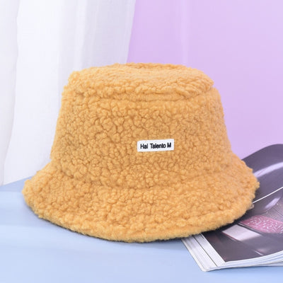 Lamb Faux Fur Bucket Hat Winter Warm Teddy Velvet Hats for Women Lady Thicken Bob Panama Outdoor  Fisherman Hat Caps