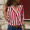 Women Striped Blouse Shirt Long Sleeve Blouse V-neck Shirts Casual Tops Blouse et Chemisier Femme Blusas Mujer de Moda 2019